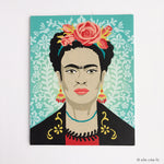Load image into Gallery viewer, Frida with Flowers (turquoise) | 8x10 paint-by-number kit
