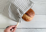 Load image into Gallery viewer, Grey Ticking Stripe Bread Bags, set of two

