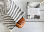 Load image into Gallery viewer, Grey Ticking Stripe Bread Bags, set of two
