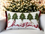 Load image into Gallery viewer, Merry Christmas Embroidered and  Applique Tree with Jute Embellishments Throw Pillow
