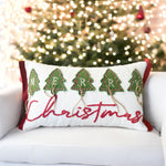Load image into Gallery viewer, Merry Christmas Embroidered and  Applique Tree with Jute Embellishments Throw Pillow
