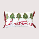 Load image into Gallery viewer, Merry Christmas Embroidered and  Applique Tree with Jute Embellishments Throw Pillow
