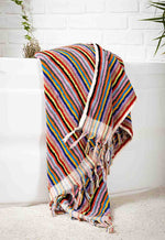 Load image into Gallery viewer, Striped Bath or Beach Towel with Fringe
