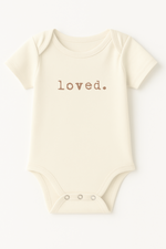 Load image into Gallery viewer, Loved. Clay Organic Cotton Baby Bodysuit Short Sleeve
