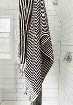 Load image into Gallery viewer, Striped Bath or Beach Towel with Fringe
