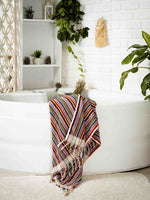 Load image into Gallery viewer, Striped Bath or Beach Towel with Fringe
