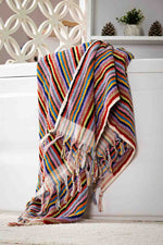 Load image into Gallery viewer, Striped Bath or Beach Towel with Fringe
