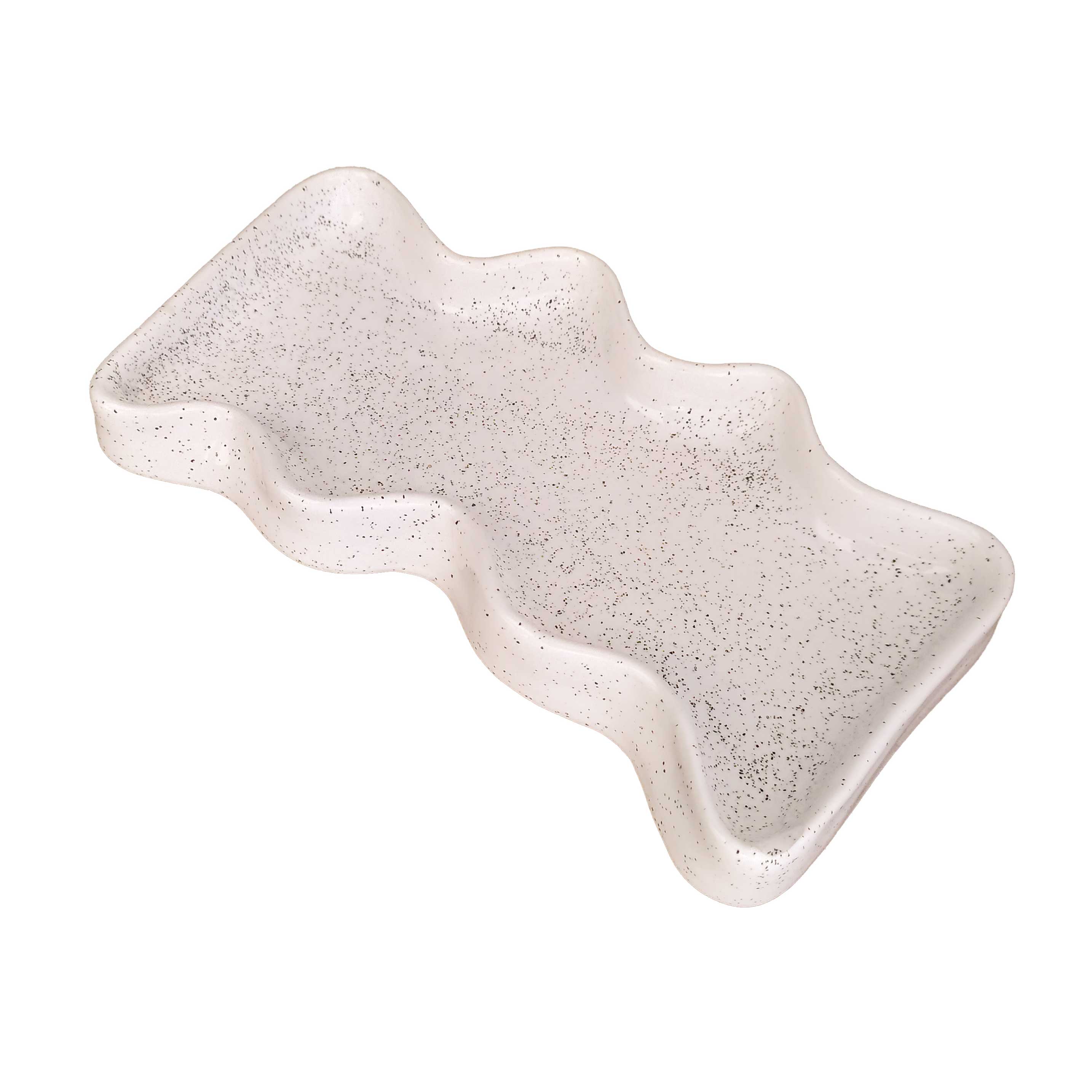 Ceramic Wave Trays - Speckled White - Rectangle